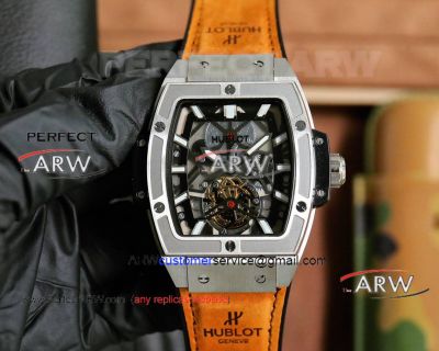 New replica Hublot Big Bang stainless steel case leather strap watch 